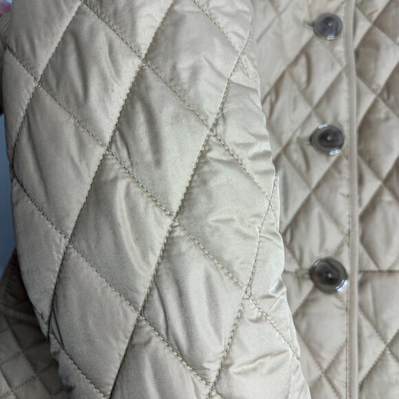 Michael Kors Khaki Diamond Quilted Field Jacket Coat Button Up Womens Large L - Picture 11 of 12